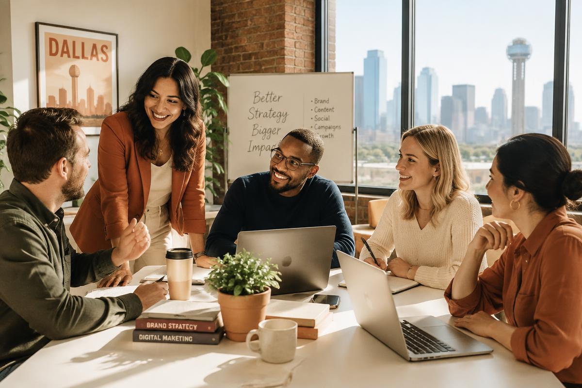 The CG Marketing Firm team collaborating in their Dallas office